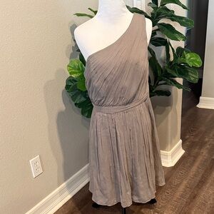 J. Crew One-Shoulder Taupe Dress